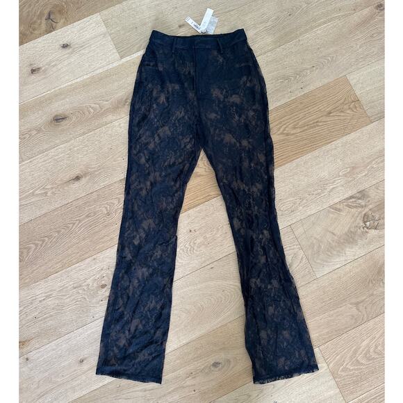 Victorias Secret - Rose Lace Sheer Pants in Black